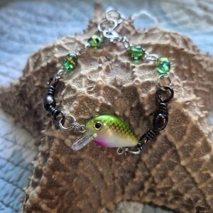 Green and Pink Fishing Lure Bracelet